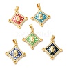 Rhombus with Virgin Face Brass Micro Pave Cubic Zirconia Pendants KK-K385-043G-1