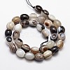 Natural Dyed Striped Agate/Banded Agate Oval Bead Strands G-L288-01A-2