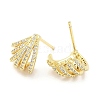 Rack Plating Brass Micro Pave Clear Cubic Zirconia Stud Earrings for Women EJEW-M260-19G-2