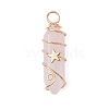 2Pcs 2 Styles Natural Rose Quartz Double Terminated Pointed Pendants PALLOY-JF03122-03-3