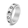 Heart & Cross Titanium Steel Rotating Finger Ring PW-WGF8E96-01-1