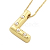 Brass & Plastic Pearl Letter Pendant Box Chain Necklaces for Women NJEW-U017-01G-12-2