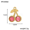 304 Stainless Steel Pave Pink Cubic Zirconia Charms CU-OY001-42G-2