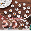 Round Christmas Snowman Print Wood European Beads WOOD-PH0003-25-4