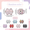 10Pcs Polymer Clay Pave Rhinestone Rectangle Beads with Resin Heart CLAY-SC0002-13-2