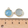 Dyed Natural White Jade Faceted Flat Round Charms G-U028-03G-10-3