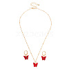 Butterfly Alloy Resin Pendant Necklaces & Hoop Earrings Sets for Women WGFA008-10-2