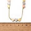 Brass Triple Color Heart Beaded Box Chain Necklaces NJEW-H057-01-5