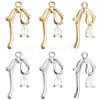 12Pcs 2 Colors Brass Micro Pave Clear Cubic Zirconia Pendants KK-BBC0015-64-1