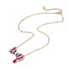 Glass Seed Beaded Bowknot Pendant Necklace NJEW-MZ00091-02-4