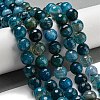 Faceted Natural Dragon Veins Agate Beads Strands G-F447-12mm-P05-2