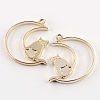 Rack Plating Alloy Kitten Open Back Bezel Pendants PALLOY-S047-38E-FF-1