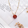 Natural Carnelian(Dyed & Heated) Round Pendant Necklaces NJEW-U026-20G-4