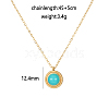 Synthetic Turquoise Flat Round Pendant Necklacas PD8848-2-1