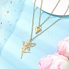 Stainless Steel Fairy and Heart Pendant 304 Stainless Steel Cable Chain Double Layer Necklaces for Women NJEW-JN05810-01-1