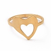 Ion Plating(IP) 201 Stainless Steel Heart Finger Ring RJEW-J051-12G-2