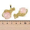 Natural Rose Quartz Ball with Leopard Shape Brass Pendants KK-F887-04G-25-3