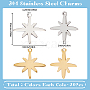 SUNNYCLUE 60Pcs 2 Colors 304 Stainless Steel Pendants STAS-SC0008-62-2