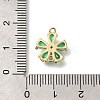 Brass Pave Glass Flower Connector Charms KK-M295-17G-01-3