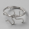 Anti-Tarnish Rhodium Plated 925 Sterling Silver Adjustable Rings Base STER-WH0011-27P-2