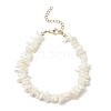 Natural White Mother of Pearl Shell Chip Bead Bracelets for Couple Friendship BJEW-JB11533-02-2