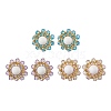 3 Pairs Flower Glass Seed Beaded with Natural Mashan Jade Stud Earrings for Women EJEW-MZ00208-1