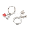 Heart Brass ABS Imitation Pearl Hoop Earrings EJEW-M077-18P-2