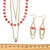 Rondelle 304 Stainless Steel & Glass Beaded Layered Necklace and Earring Set Set for Women SJEW-JS01384-02-5