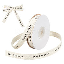 9M BEST DAY EVER Word Print Cotton Herringbone Ribbon OCOR-WH0090-028A