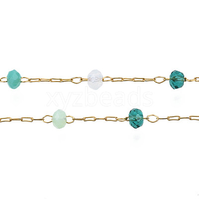 Glass Faceted Round Beaded Chains CHS-N003-07-1