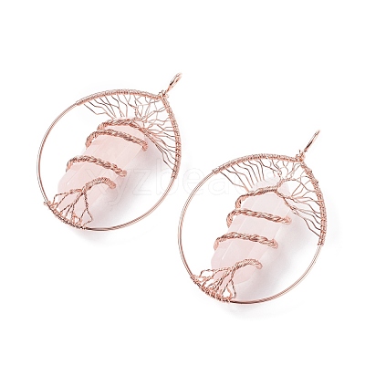 Natural Rose Quartz Big Pendants G-F702-02RG-A-1