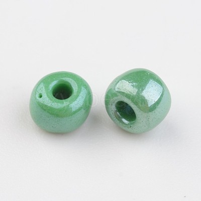 6/0 Opaque Colors Lustered Round Glass Seed Beads X-SEED-A012-4mm-127-1