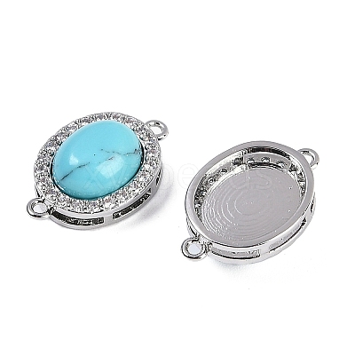 Synthetic Turquoise Oval Connector Charms KK-U043-50P-03-1