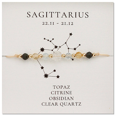 Natural stone constellation bracelet with 12 zodiac signs X-NR2952-6-1