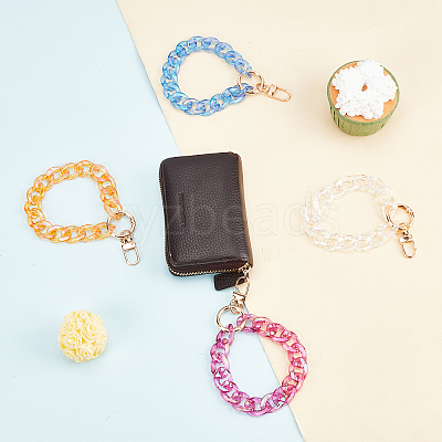 4Pcs 4 Colors Transparent Resin Curb Chain Bag Strap FIND-WR0003-97-1