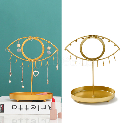 Iron Jewelry Display Stand with Tray ODIS-K003-06A-G-1