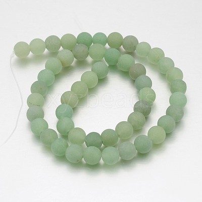 Frosted Round Natural Green Aventurine Bead Strands G-J276-56-8mm-1