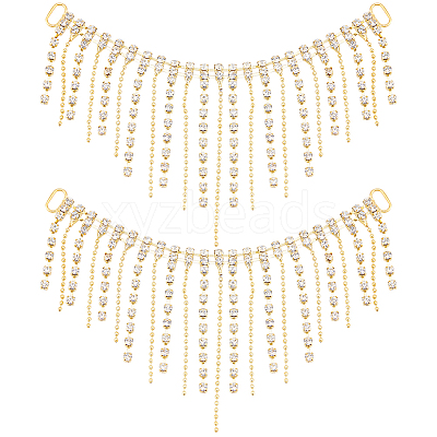 2Pcs Alloy & Glass Rhinestones Tassel Shoe Decoration Chain FIND-GF0005-26-1