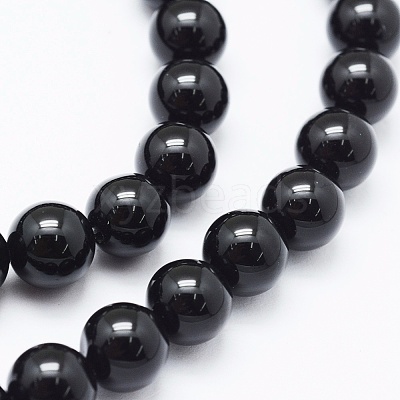 Natural Black Onyx Beads Strands G-E469-08-8mm-1