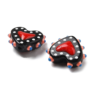 Painted Glass Beads Bumpy Beads Heart X-LAMP-V001-07F-1