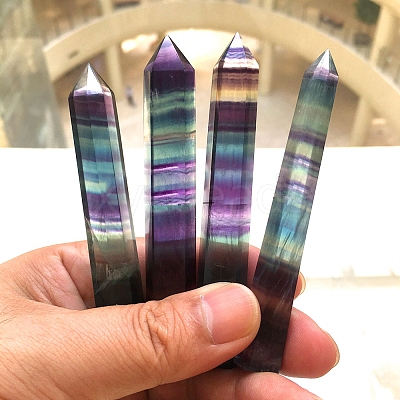 Natural Colorful Fluorite Pointed Prism Bar Home Display Decoration G-PW0007-098D-1