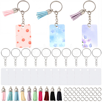 DIY Blank Double-sided Heat Transfer Aluminium Pendant Keychain Making Kits DIY-SP0005-26G-1