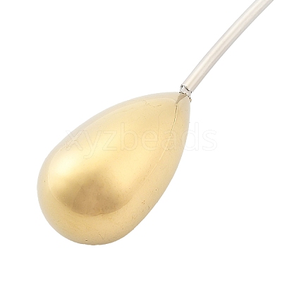 304 Stainless Steel Teardrop Pendant Open Cuff Necklaces for Women NJEW-R003-02GP-01-1