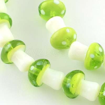 Mushroom Handmade Lampwork Beads Strands LAMP-R116-09-1