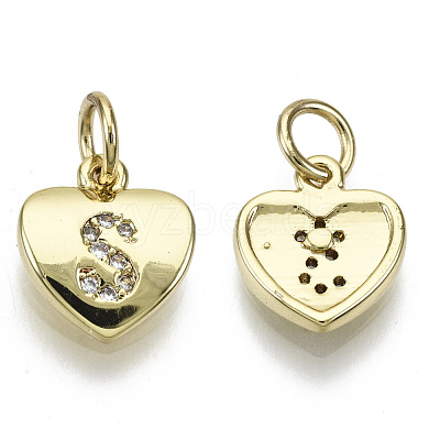 Brass Micro Pave Clear Cubic Zirconia Charms KK-N227-34S-NF-1
