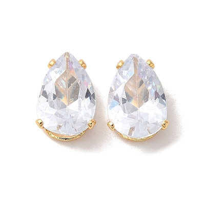 Brass Clear Cubic Zirconia Cabochons STAS-M294-30D-1