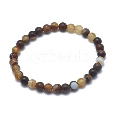 Natural Banded Agate/Striped Agate Bead Stretch Bracelets BJEW-K212-B-003-1