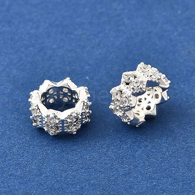 Wave Brass Micro Pave Cubic Zirconia European Beads KK-K300-07B-S-1