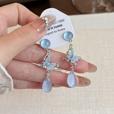 Alloy & Glass Teardrop Stud Earrings WGA7598-01-1