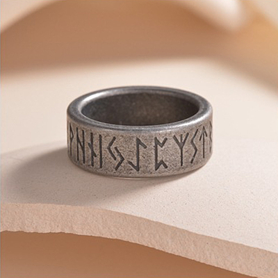 Viking Rune 304 Stainless Steel Finger Rings for Men WGDF4AB-49-1